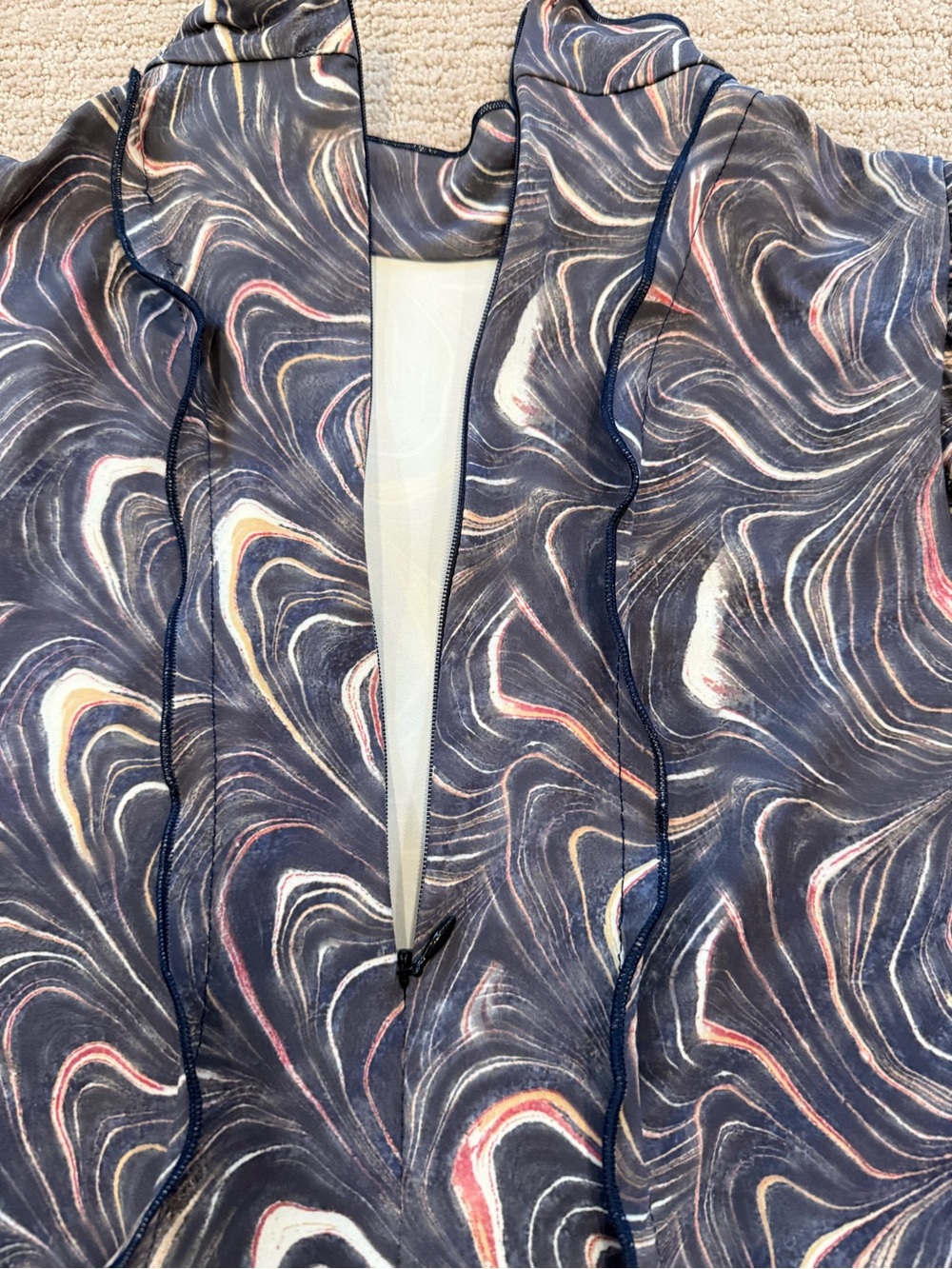 Sea New York Navy Swirl Midi Dress with Cream & Pink Accents - Picture 4 of 5